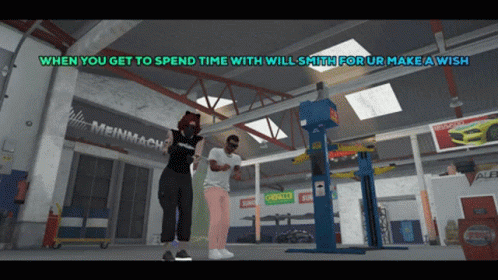 A Screenshot Of A Video Game With The Words When You Get To Spend Time With Will Smith For Ur Make A Wish GIF