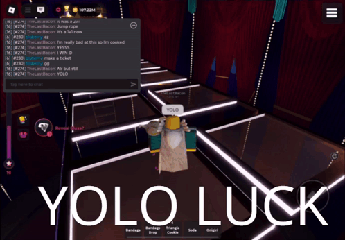 A Screenshot Of A Video Game With The Words " Yolo Luck " GIF