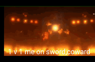 A Screenshot Of A Video With The Words 1 V 1 Me On Sword Coward GIF