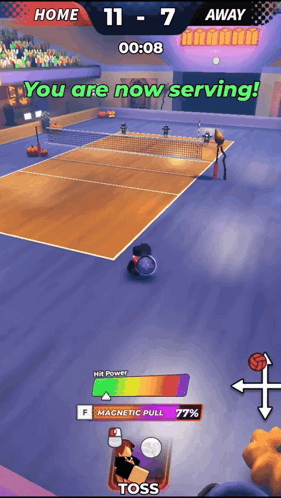 A Screenshot Of A Volleyball Game With The Words You Are Now Serving At The Top GIF