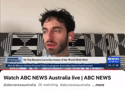 A Screenshot Of Abc News Australia Showing A Man On The Screen GIF