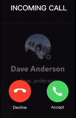 A Screenshot Of An Incoming Call With Dave Anderson On It GIF