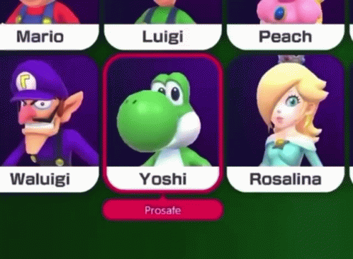 a screenshot of mario luigi waluigi yoshi and rosalina characters