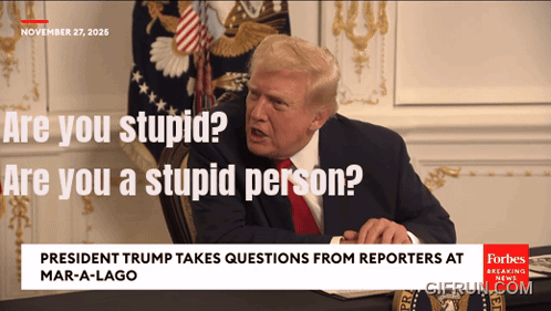 A Screenshot Of President Trump Taking Questions From Reporters At Mar-A-Lago GIF