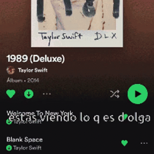 Taylor Swift 1989 Deluxe Album Spotify Screenshot GIF