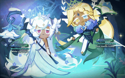 A Screenshot Of Two Legendary Cookies From A Video Game Called Cookie Run GIF