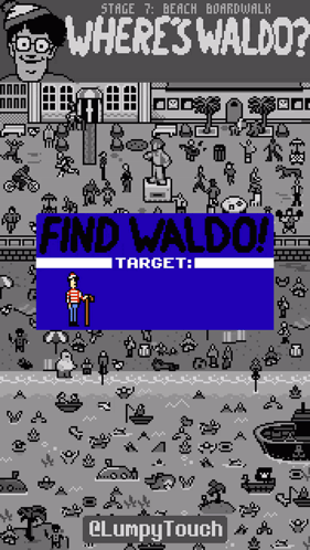 A Screenshot Of Where 'S Waldo Stage 7 Beach Boardwalk Game GIF