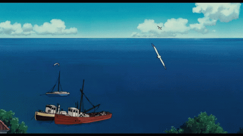 A Seagull Flies Over A Large Body Of Water GIF
