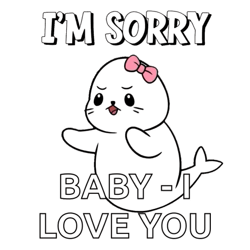 Seal With Pink Bow Saying Sorry Baby I Love You GIF