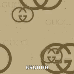 A Seamless Pattern Of Gucci Logos On A Beige Background With The Words Bruhhh . GIF