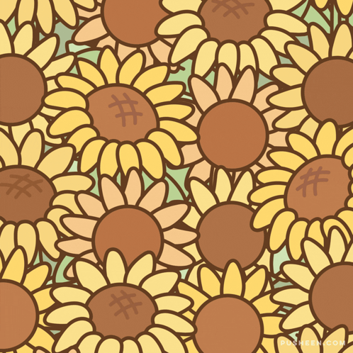 A Seamless Pattern Of Sunflowers With Hashtags On The Centers GIF