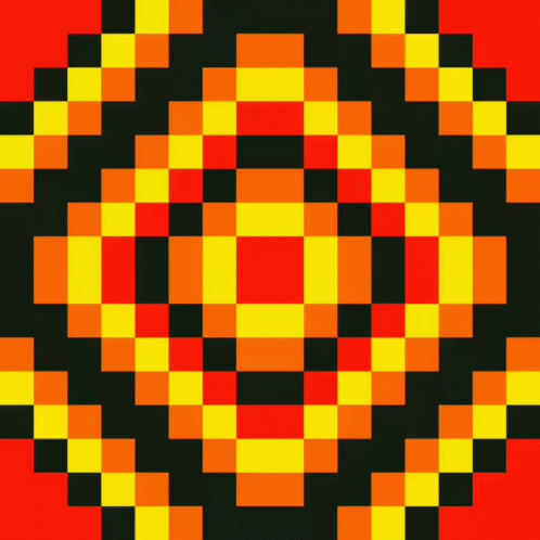 A Seamless Pattern Of Yellow And Red Squares On A Black Background . GIF