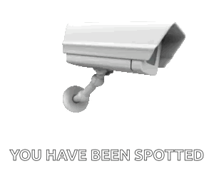 A Security Camera With The Words `` You Have Been Spotted '' Above It GIF