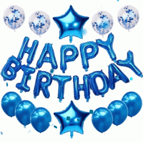 Blue Balloons Saying Happy Birthday GIF