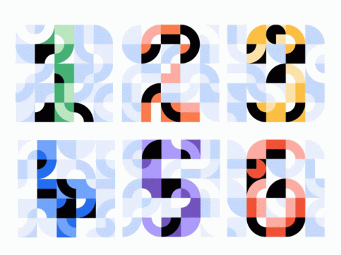 A Set Of Colorful Numbers Including The Numbers 2 3 4 5 6 7 8 And 9 GIF