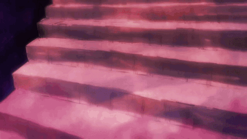 A Set Of Pink Stairs With A Dark Purple Background GIF