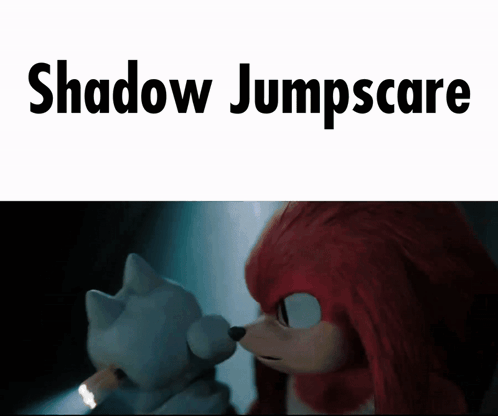 A Shadow Jumpscare Poster With A Picture Of Knuckles GIF