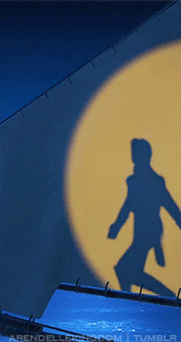 a shadow of a person is projected on a wall and the website tumblr is visible