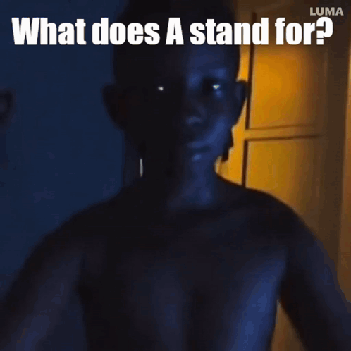 A Shadow Of A Person With The Words " What Does A Stand For " On The Bottom GIF