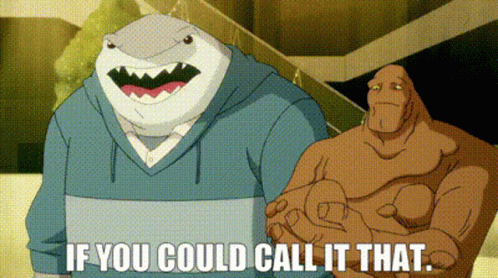 A Shark And A Man Are Standing Next To Each Other With The Words If You Could Call It That GIF