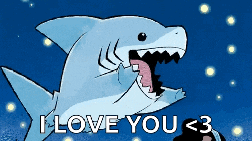 A Shark Is Saying I Love You < 3 With Its Mouth Open GIF