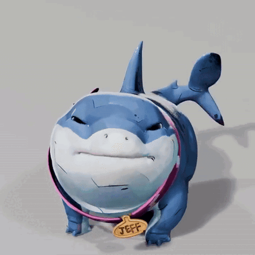 A Shark With A Name Tag That Says Jeff On It GIF