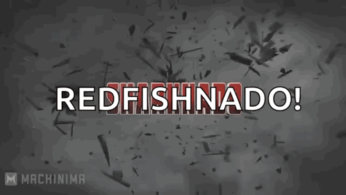 A Shark With The Words Redfishnado Written Above It GIF