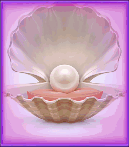 A Shell With A Pearl Inside Of It On A Purple Background GIF