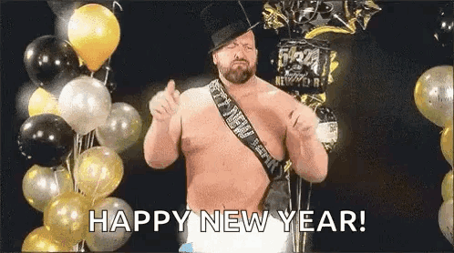 A Shirtless Man In A Top Hat Is Standing In Front Of Balloons And Giving A Thumbs Up . GIF