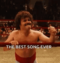 A Shirtless Man In A Wrestling Ring With The Words `` The Best Song Ever '' Written On The Bottom . GIF