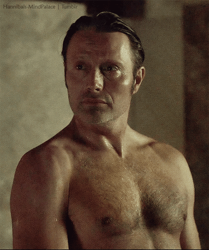 A Shirtless Man Is Standing In Front Of A Wall And The Words Hannibal Mindpalace Tumblr Are On The Bottom Right GIF