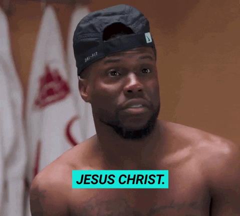 a shirtless man says jesus christ in a green box