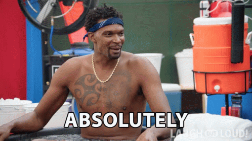 A Shirtless Man Sits In A Tub With The Words Absolutely Laugh Go Loud GIF