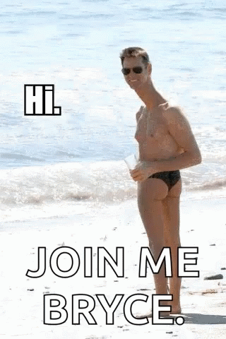 Shirtless Man On Beach Join Me Bryce GIF