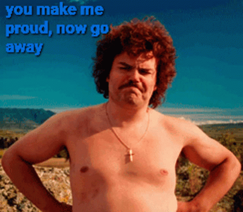 A Shirtless Man Stands With His Hands On His Hips With The Words You Make Me Proud Now Go Away Below Him GIF