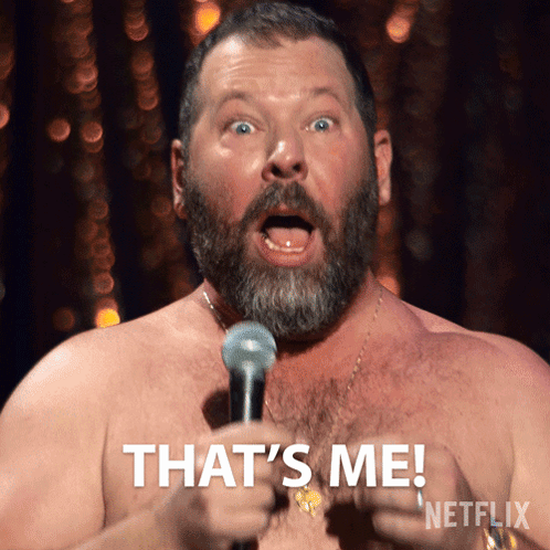 A Shirtless Man With A Beard Is Holding A Microphone And Says That 'S Me GIF