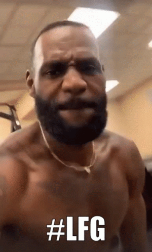 A Shirtless Man With A Beard Is Making A Funny Face And Says # Lfg GIF