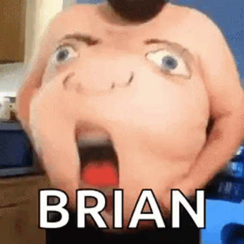 Bearded Man Making Funny Face With Brian Name GIF