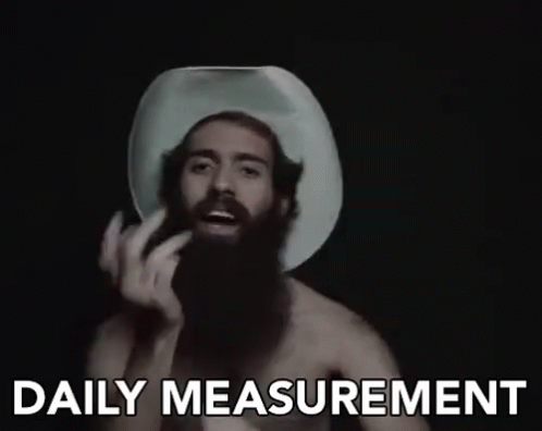 A Shirtless Man With A Beard Wearing A Cowboy Hat And The Words Daily Measurement Below Him GIF