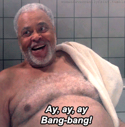 A Shirtless Man With A Towel On His Shoulder Says Ay Ay Ay Bang-Bang GIF