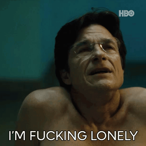 A Shirtless Man With Glasses And The Words I 'M Fucking Lonely Below Him GIF