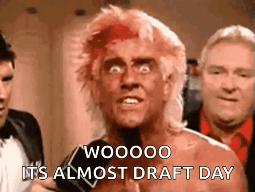 A Shirtless Man With Red Hair Is Talking About Draft Day GIF