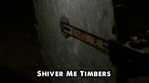 A Shiver Me Timbers Sign That Is On A Door GIF