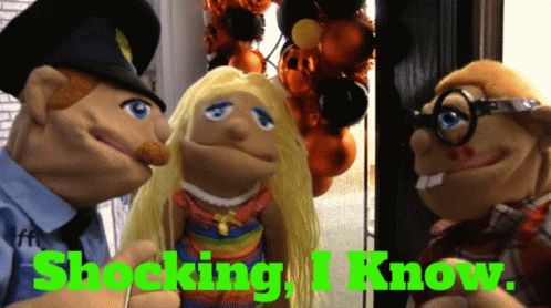A Shocking I Know Poster With A Police Officer And Two Puppets GIF