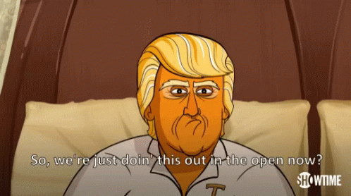 A Showtime Cartoon Of Donald Trump Laying On A Bed GIF