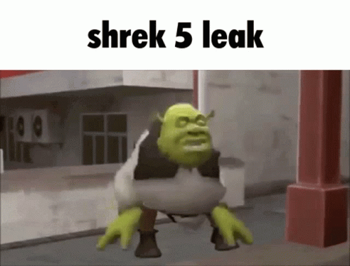 A Shrek 5 Leak Meme With Shrek Standing On The Street GIF