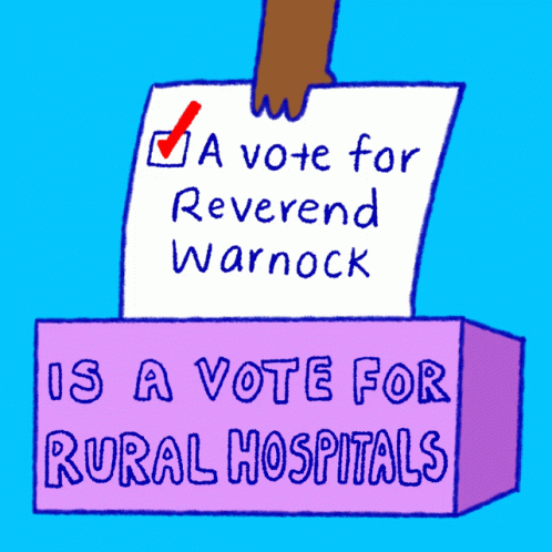 A Sign That Says A Vote For Reverend Warnock On It GIF