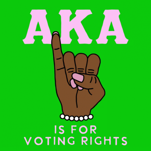 A Sign That Says Aka Is For Voting Rights With A Hand Pointing Up GIF