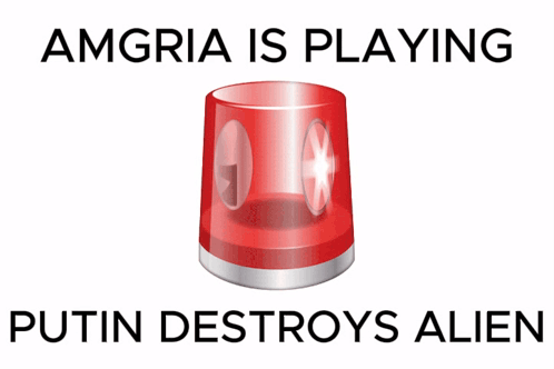 A Sign That Says Amgnia Is Playing Putin Destroys Alien On It GIF