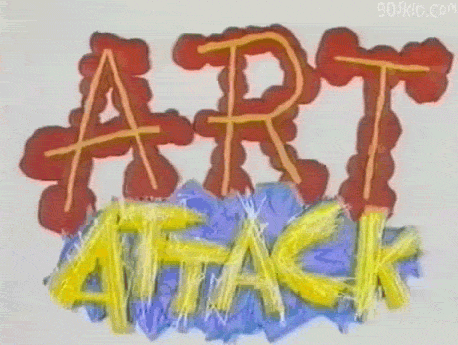 A Sign That Says Art Attack On It GIF